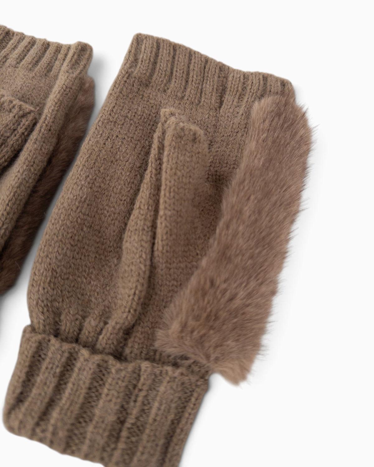 Fingerlose Handschuhe Fell taupe