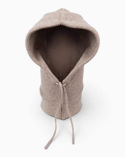 Kapuzenschal mit Bändern beige