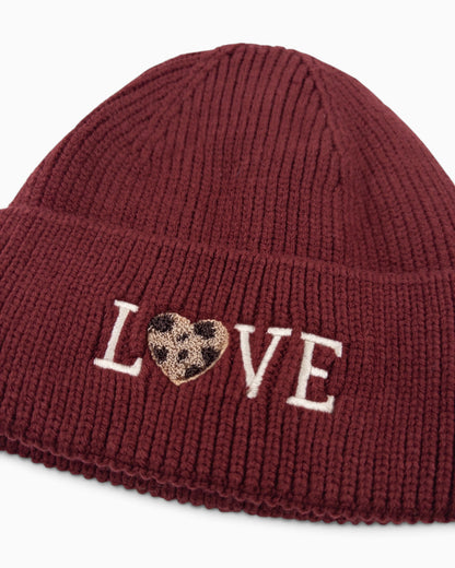 Mütze Love Herz weinrot