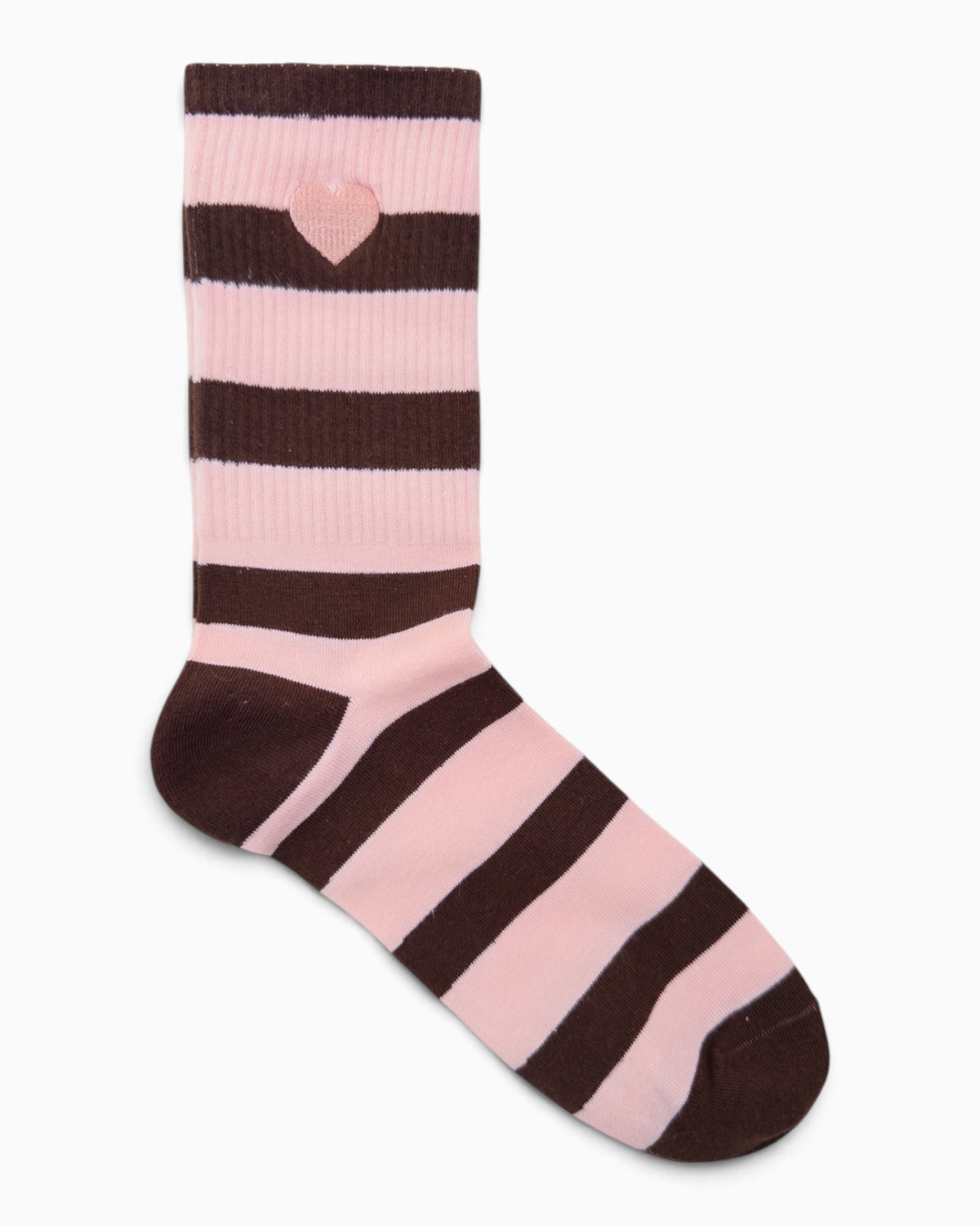 Socken Streifen Herz dunkelbraun rosa