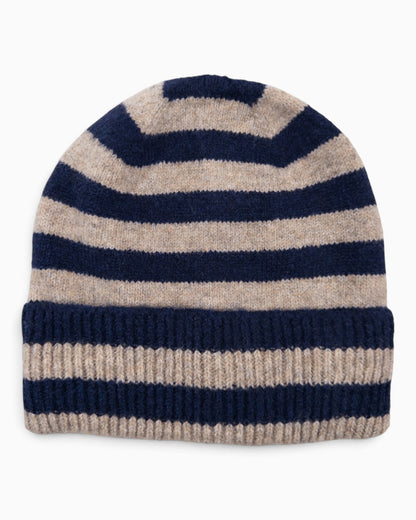 Mütze Streifen dunkelblau beige