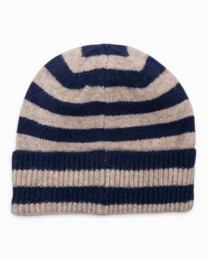 Mütze Streifen dunkelblau beige