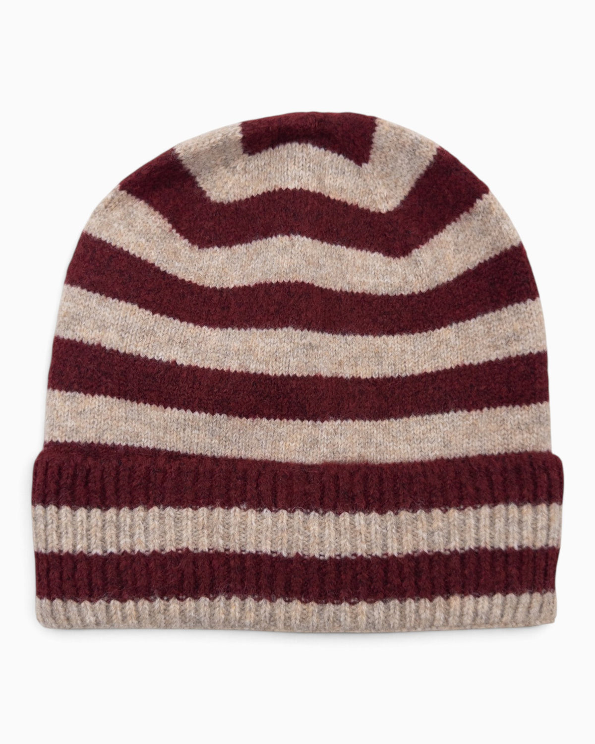 Mütze Streifen weinrot beige