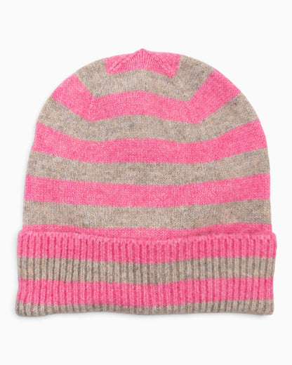 Mütze Streifen pink beige