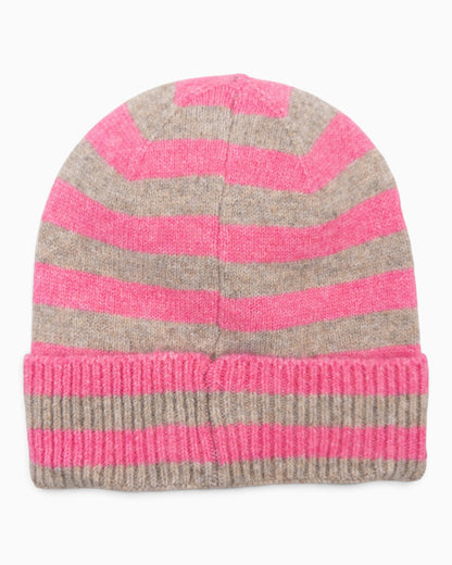Mütze Streifen pink beige