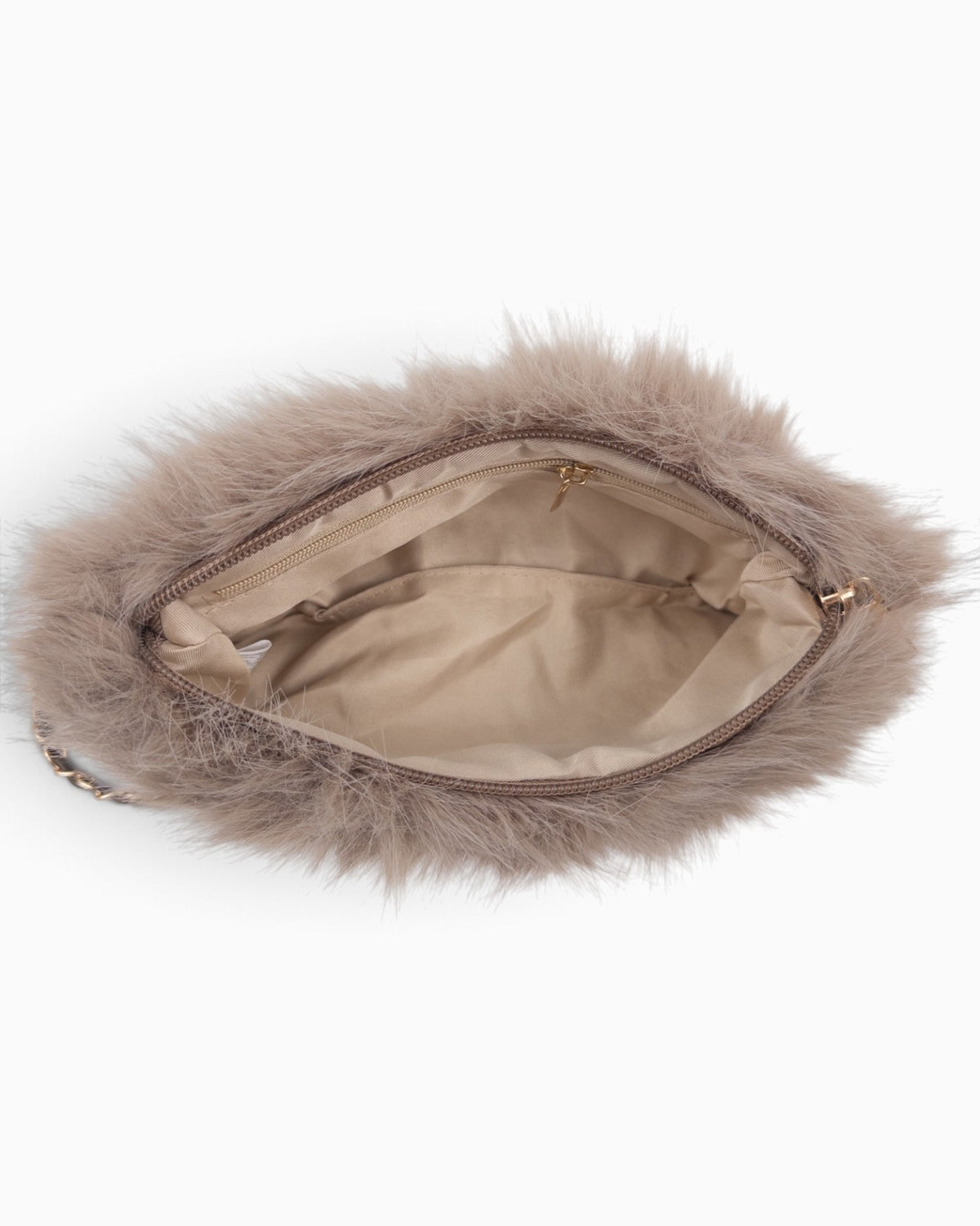 Umhängetasche Kunstfell klein taupe