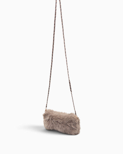 Umhängetasche Kunstfell klein taupe