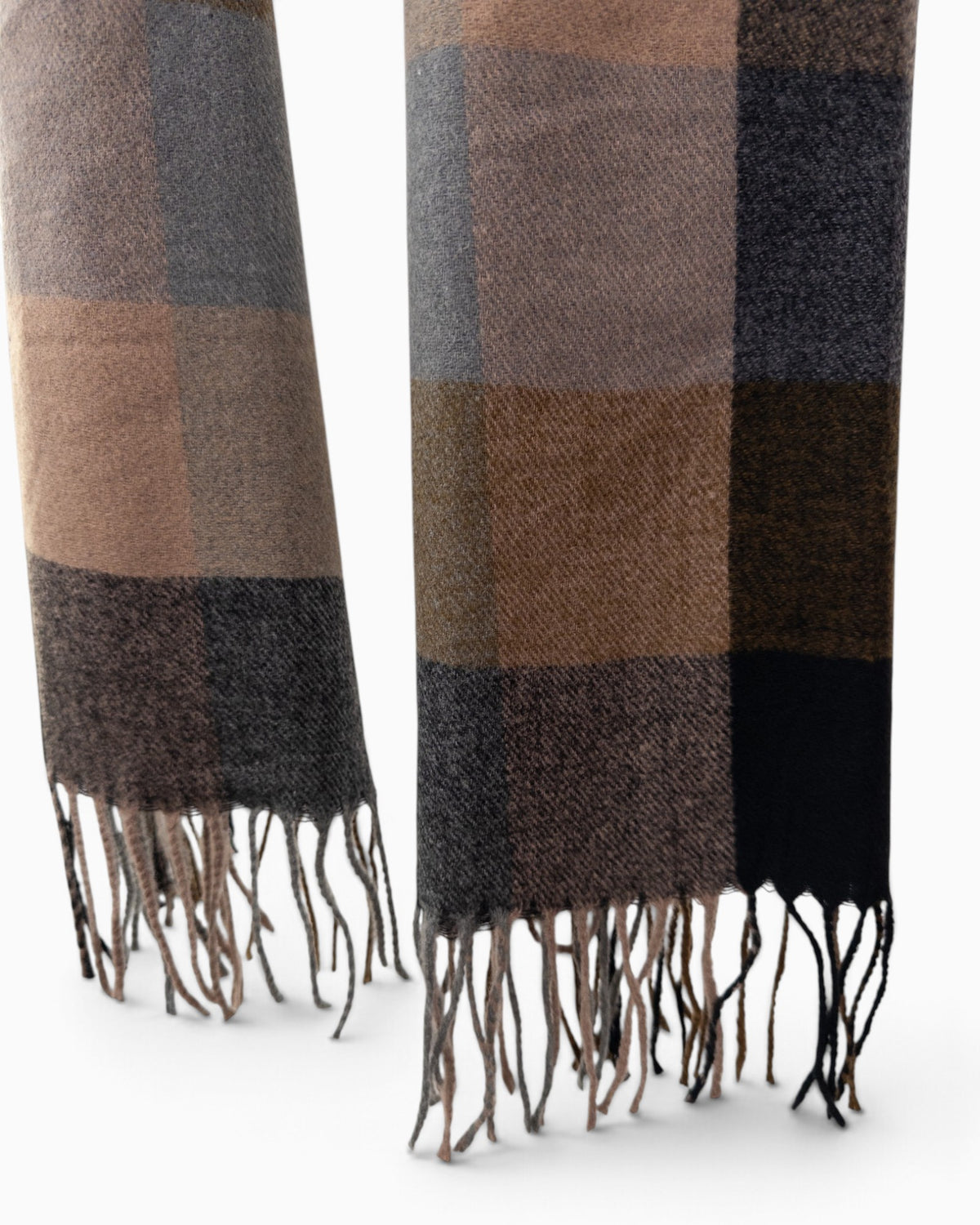 Schal Karo camel grau schwarz