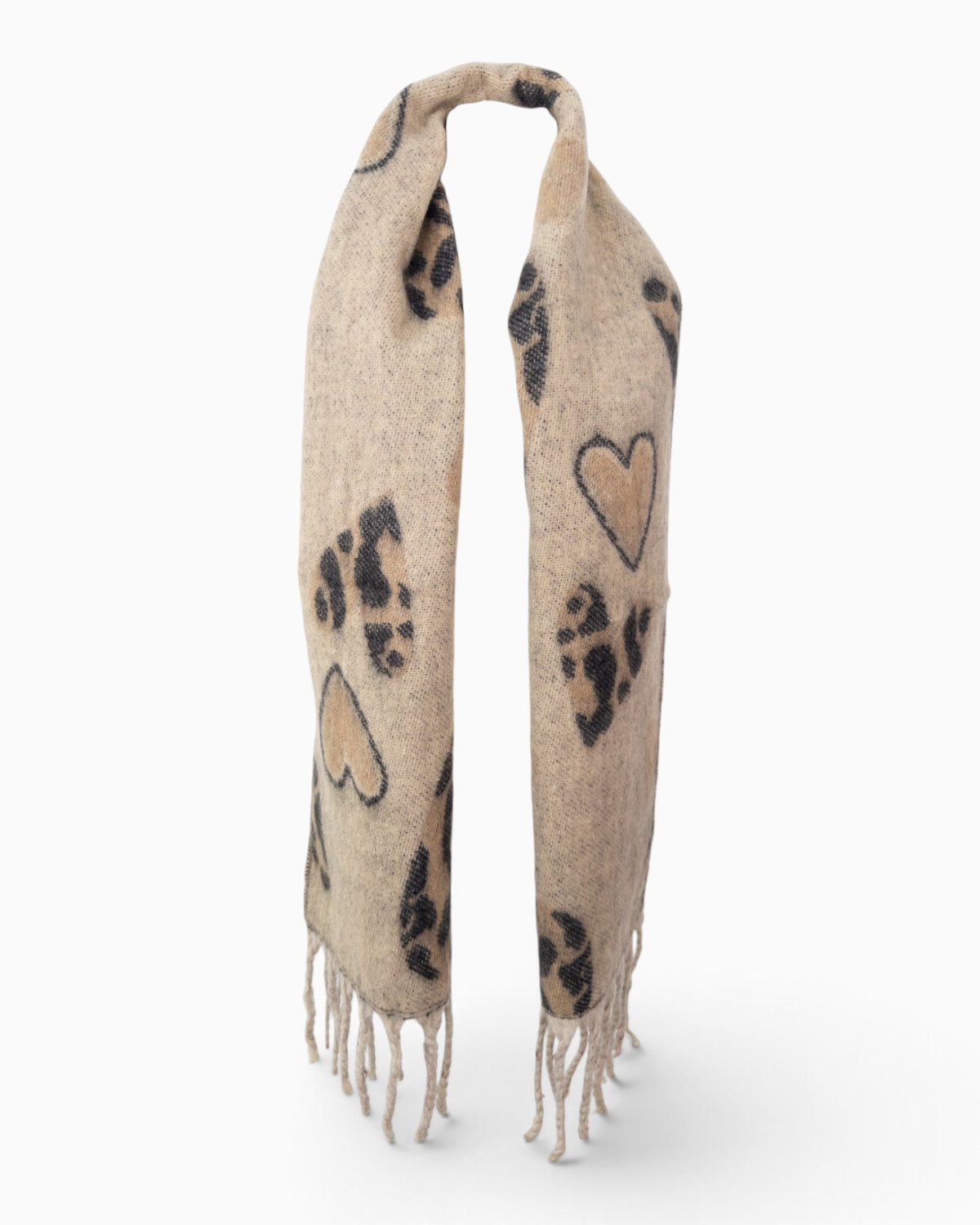 Schal Leo Herzen beige braun
