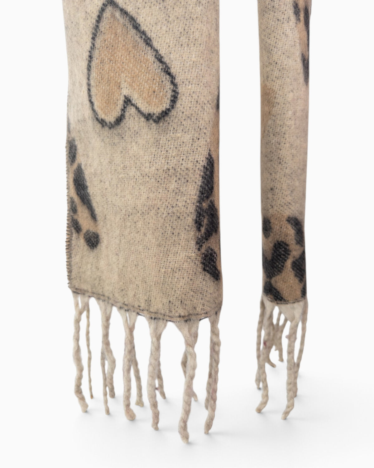 Schal Leo Herzen beige braun