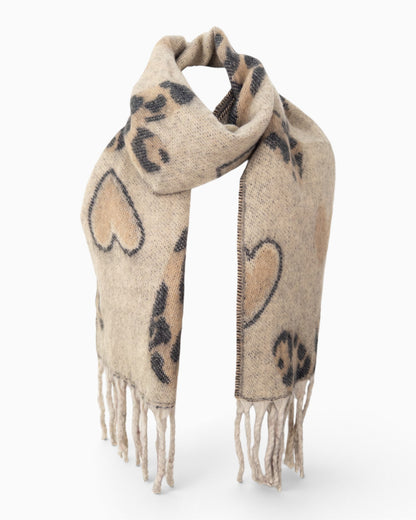 Schal Leo Herzen beige braun