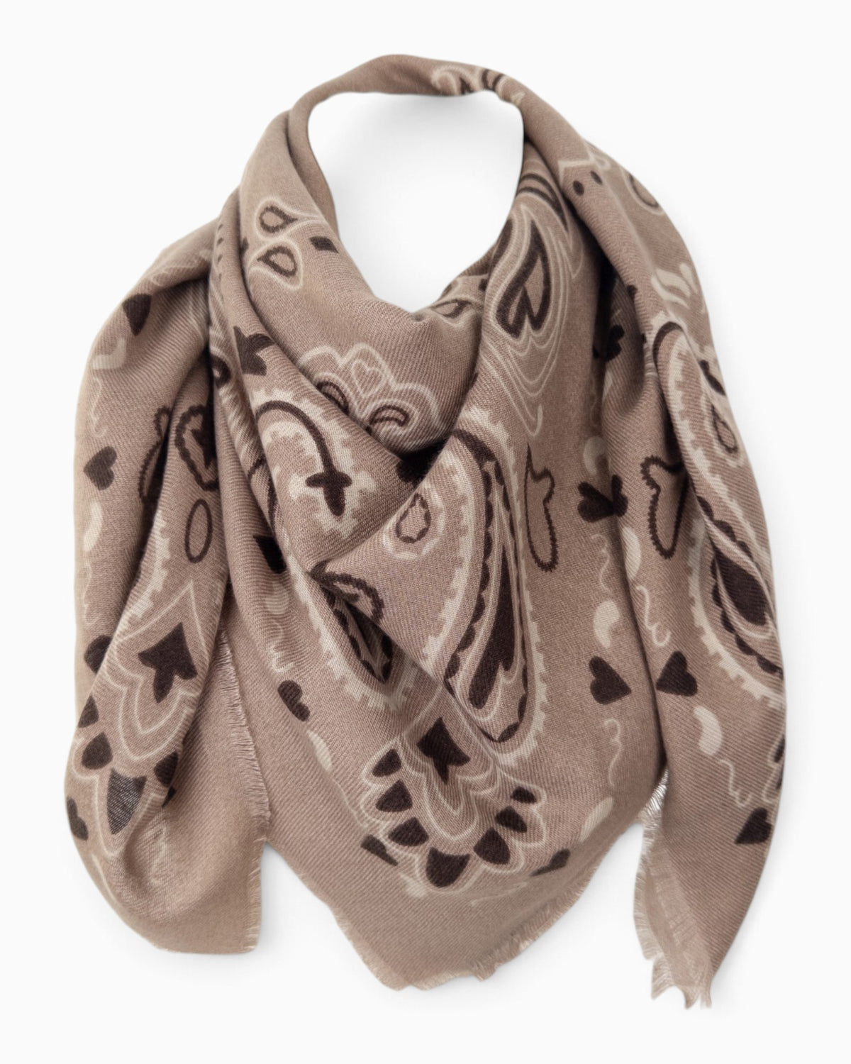 Quadratisches Tuch Paisley taupe