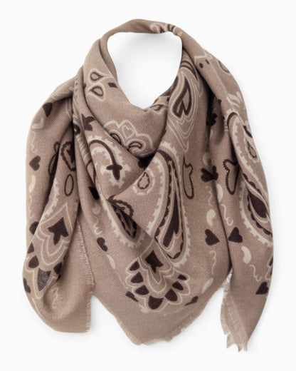 Quadratisches Tuch Paisley taupe
