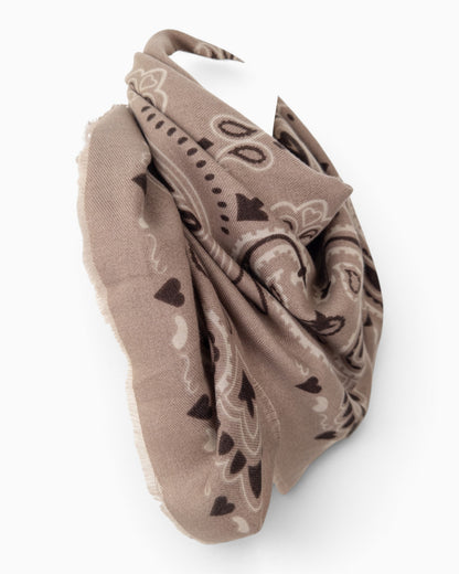 Quadratisches Tuch Paisley taupe