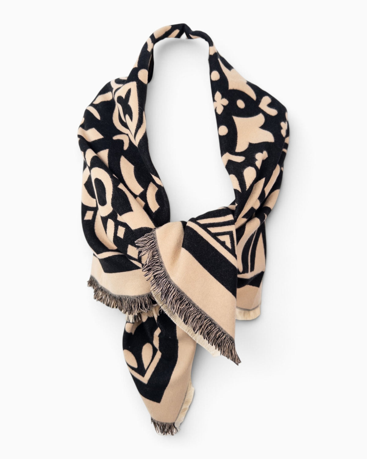 Quadratisches Tuch Ornament schwarz beige