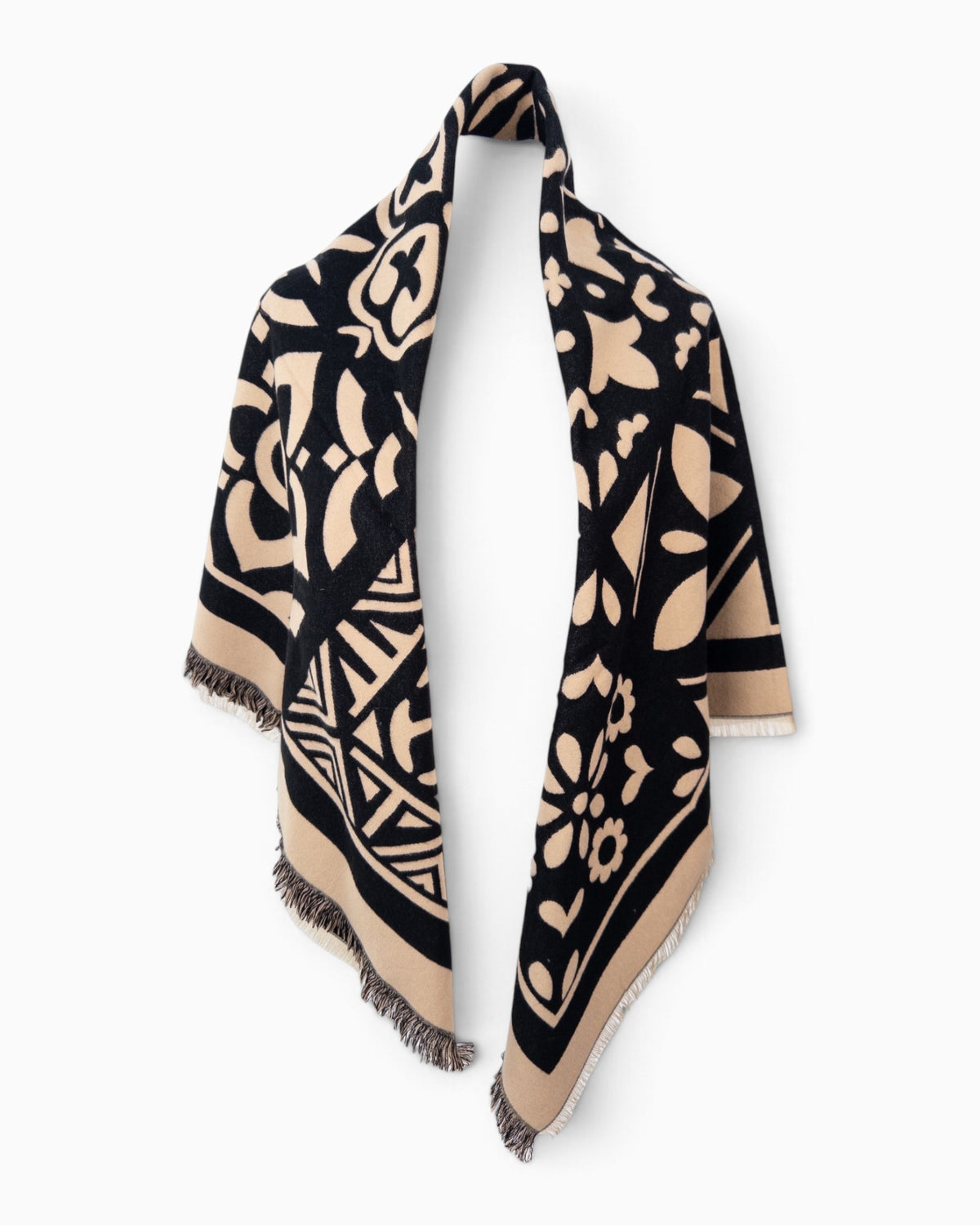 Quadratisches Tuch Ornament schwarz beige