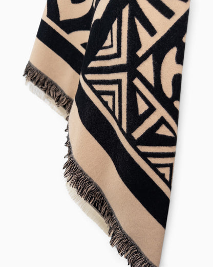 Quadratisches Tuch Ornament schwarz beige