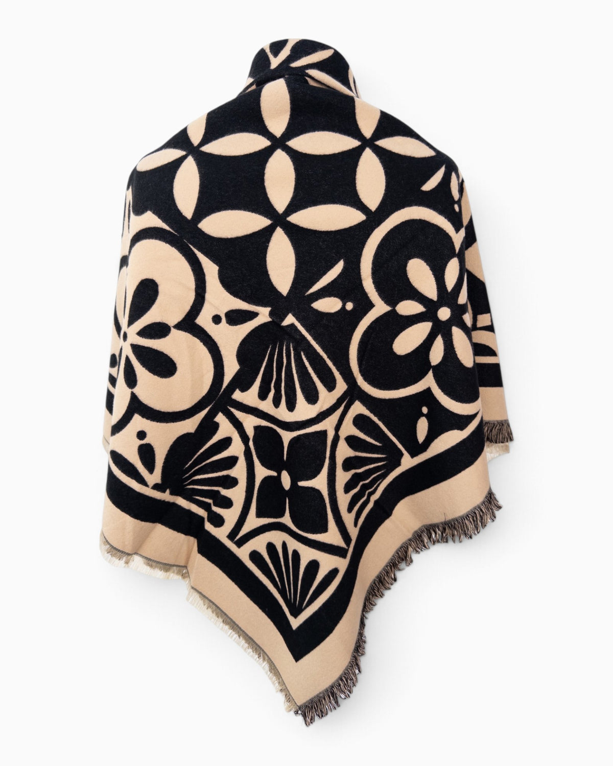 Quadratisches Tuch Ornament schwarz beige