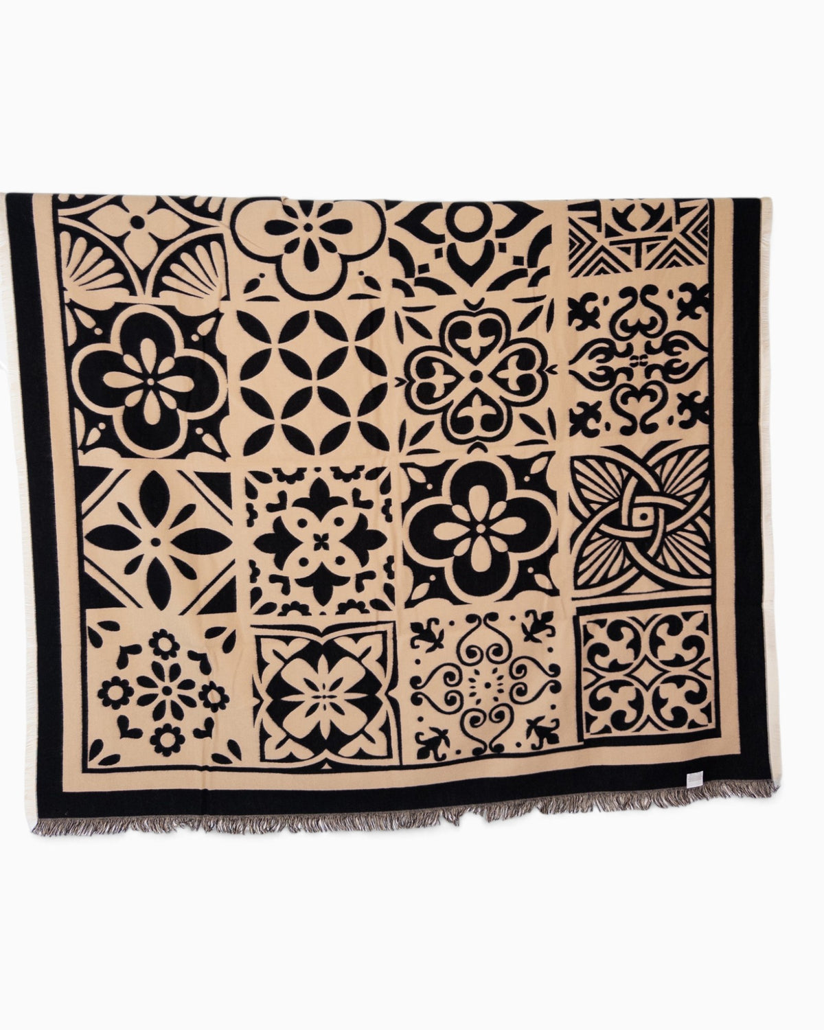 Quadratisches Tuch Ornament schwarz beige
