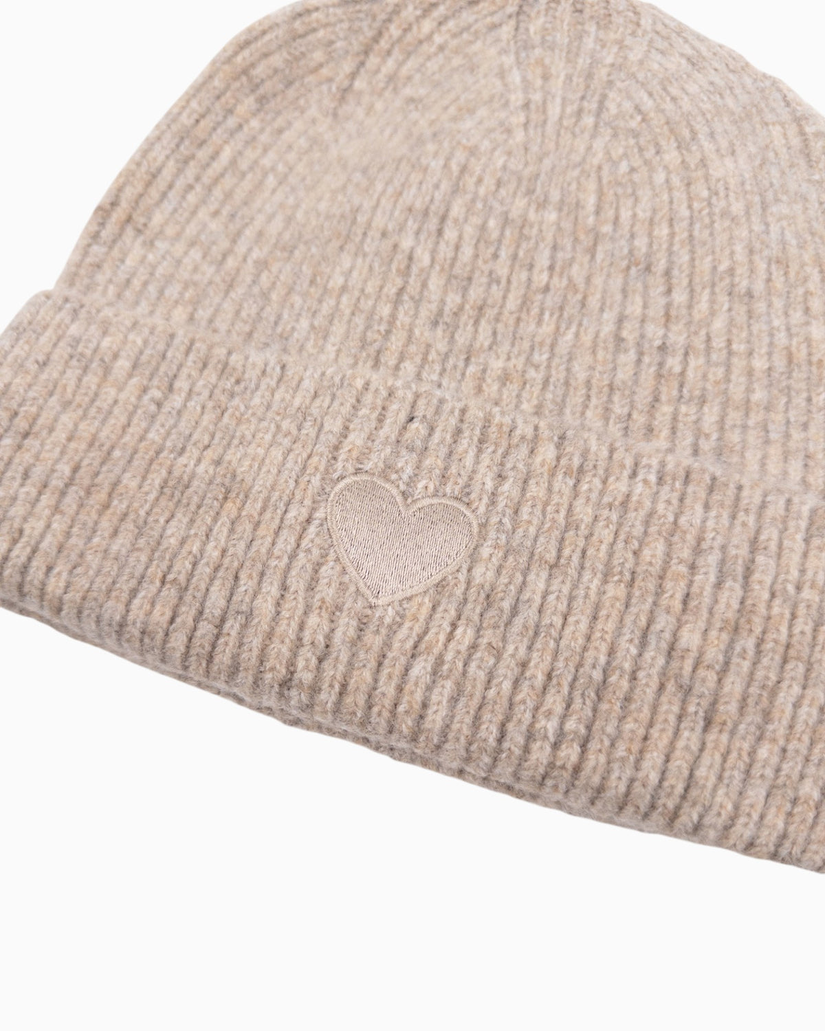 Mütze Herz meliert beige