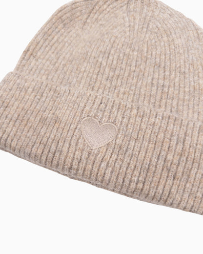 Mütze Herz meliert beige