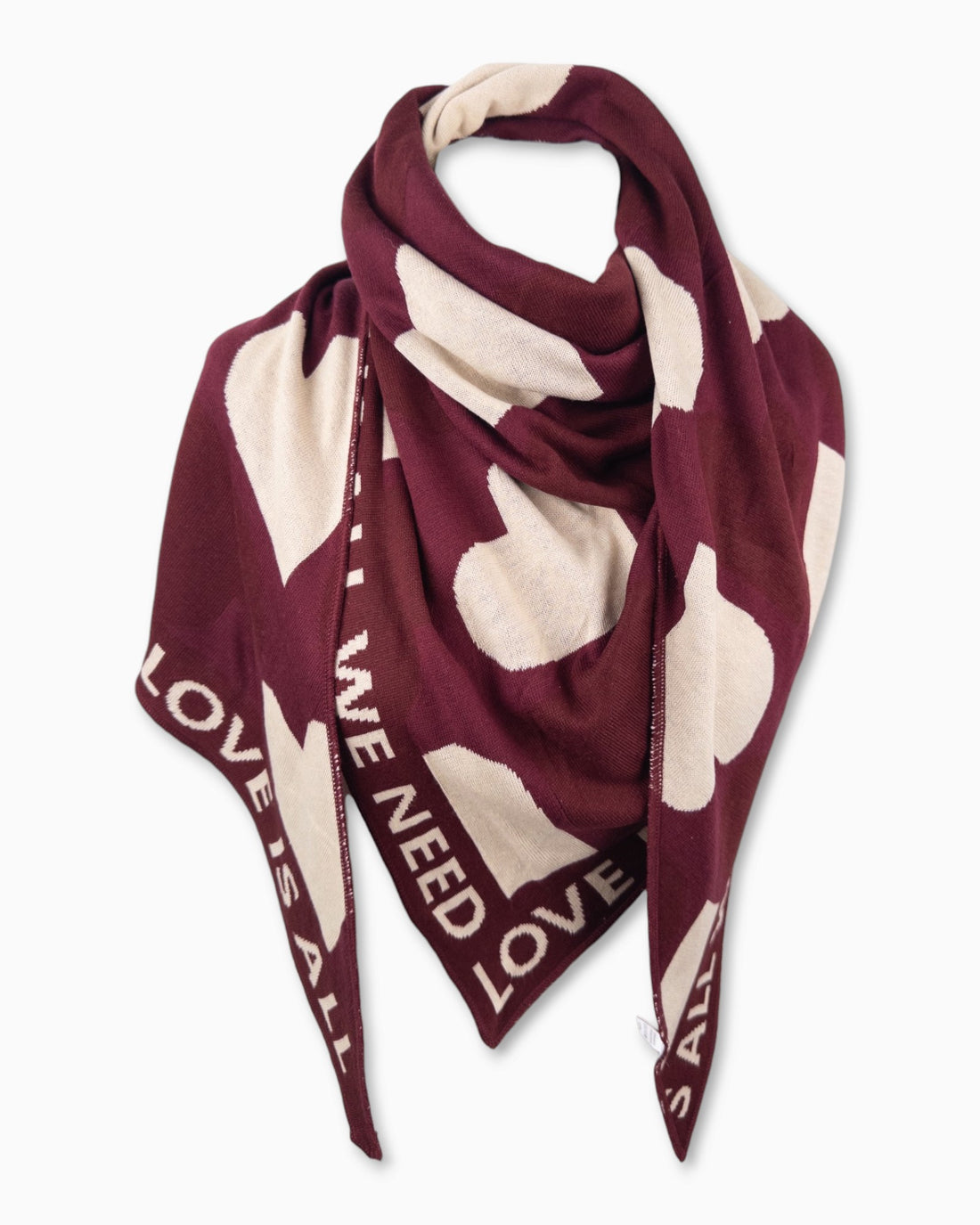 Dreieckstuch Love burgund creme