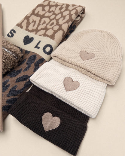 Mütze Herz dunkelbraun