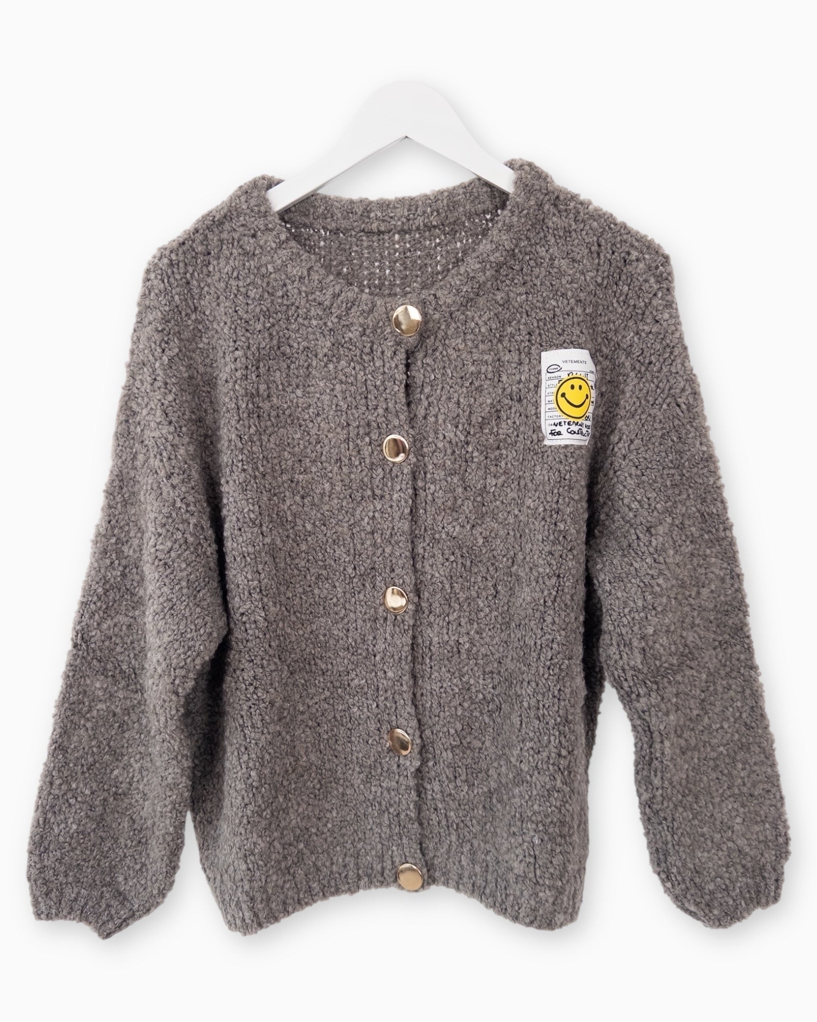 Strickjacke Smile grau-braun