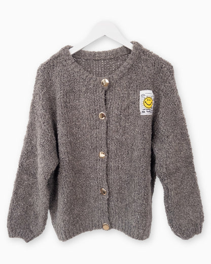 Strickjacke Smile grau-braun