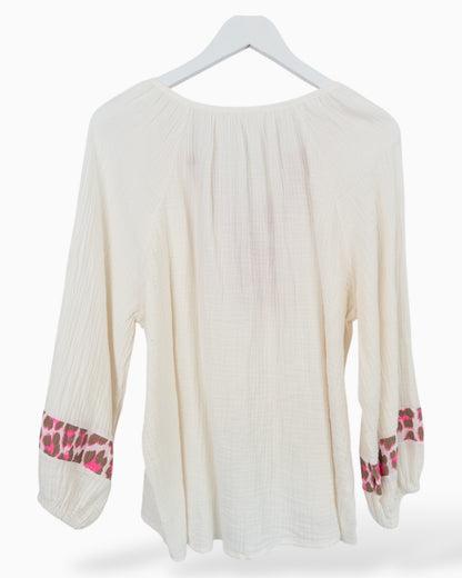 Leo Bluse Musselin creme pink