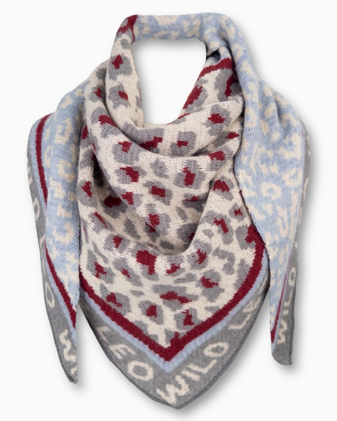 Dreieckstuch Wild Leo hellblau grau