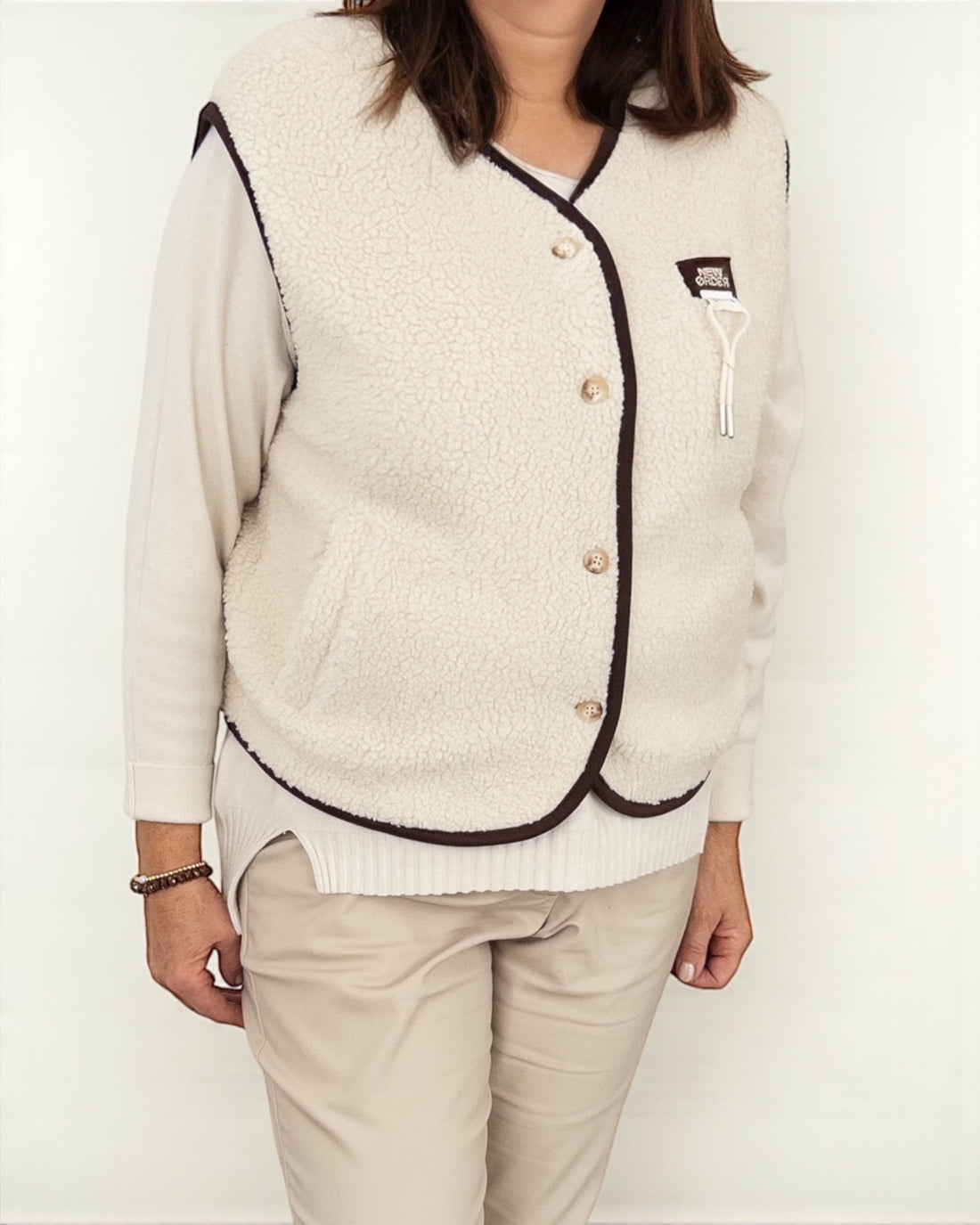 Teddy Weste Choice creme braun