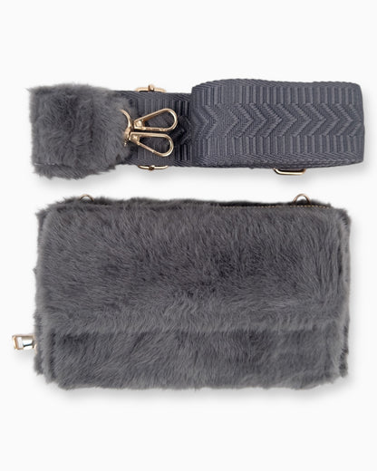 Handytasche Plüsch grau