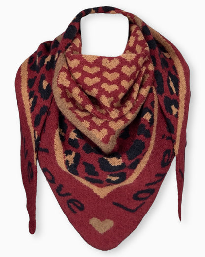 Dreieckstuch Love is Love weinrot