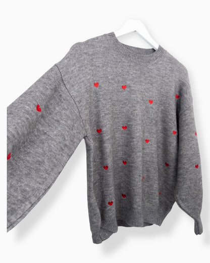 Pullover Herz grau