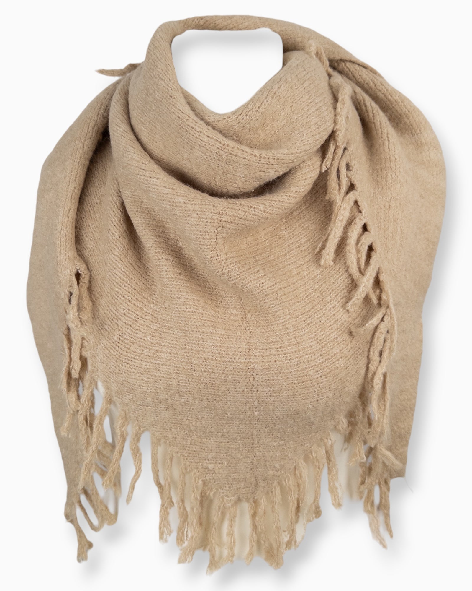 Dreieckstuch Fransen beige