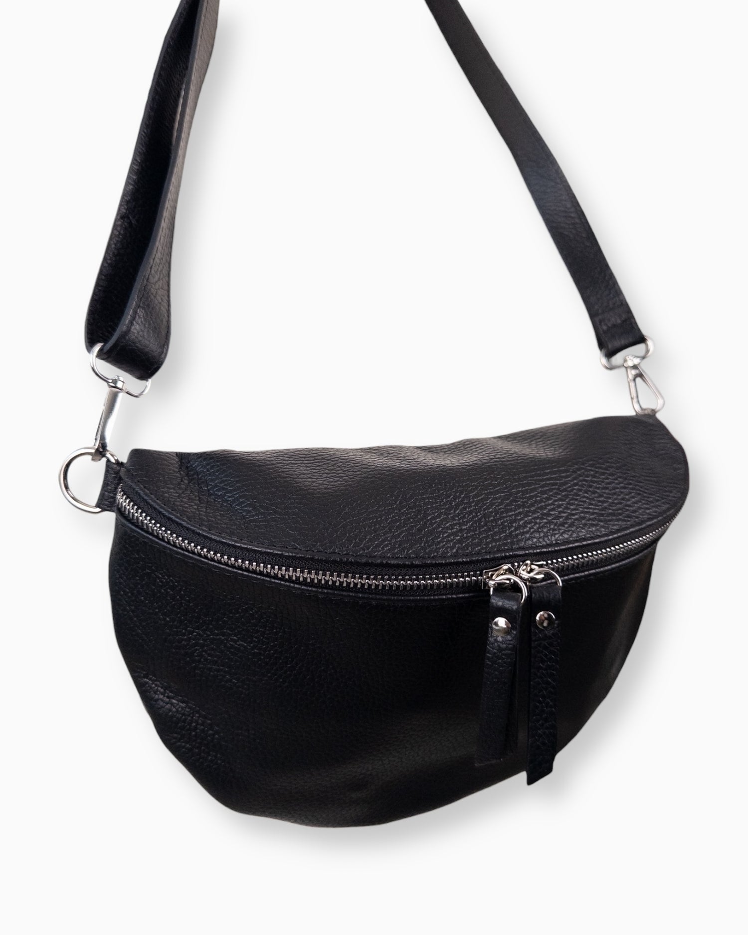 Umhängetasche Leder schwarz