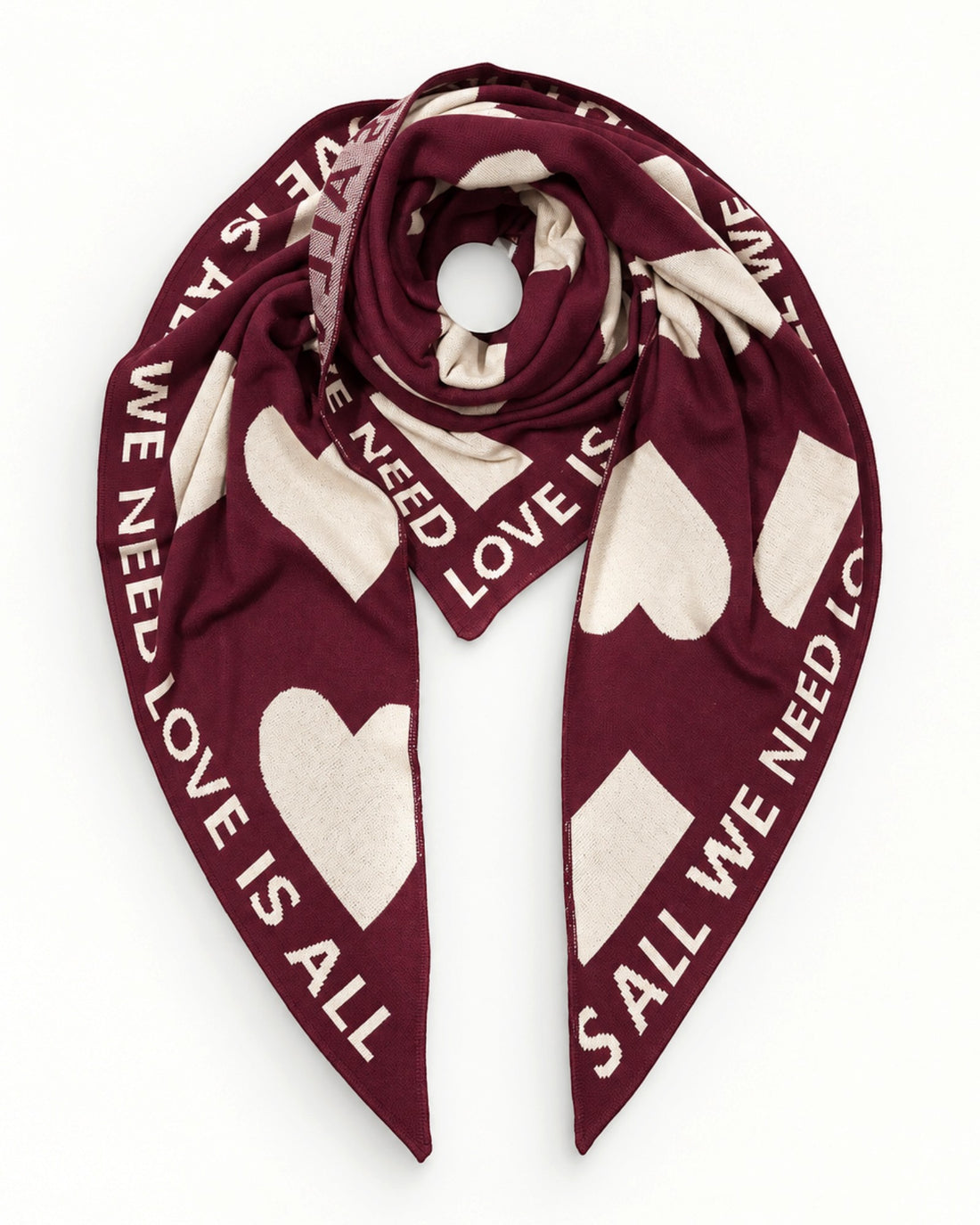 Dreieckstuch Love burgund creme