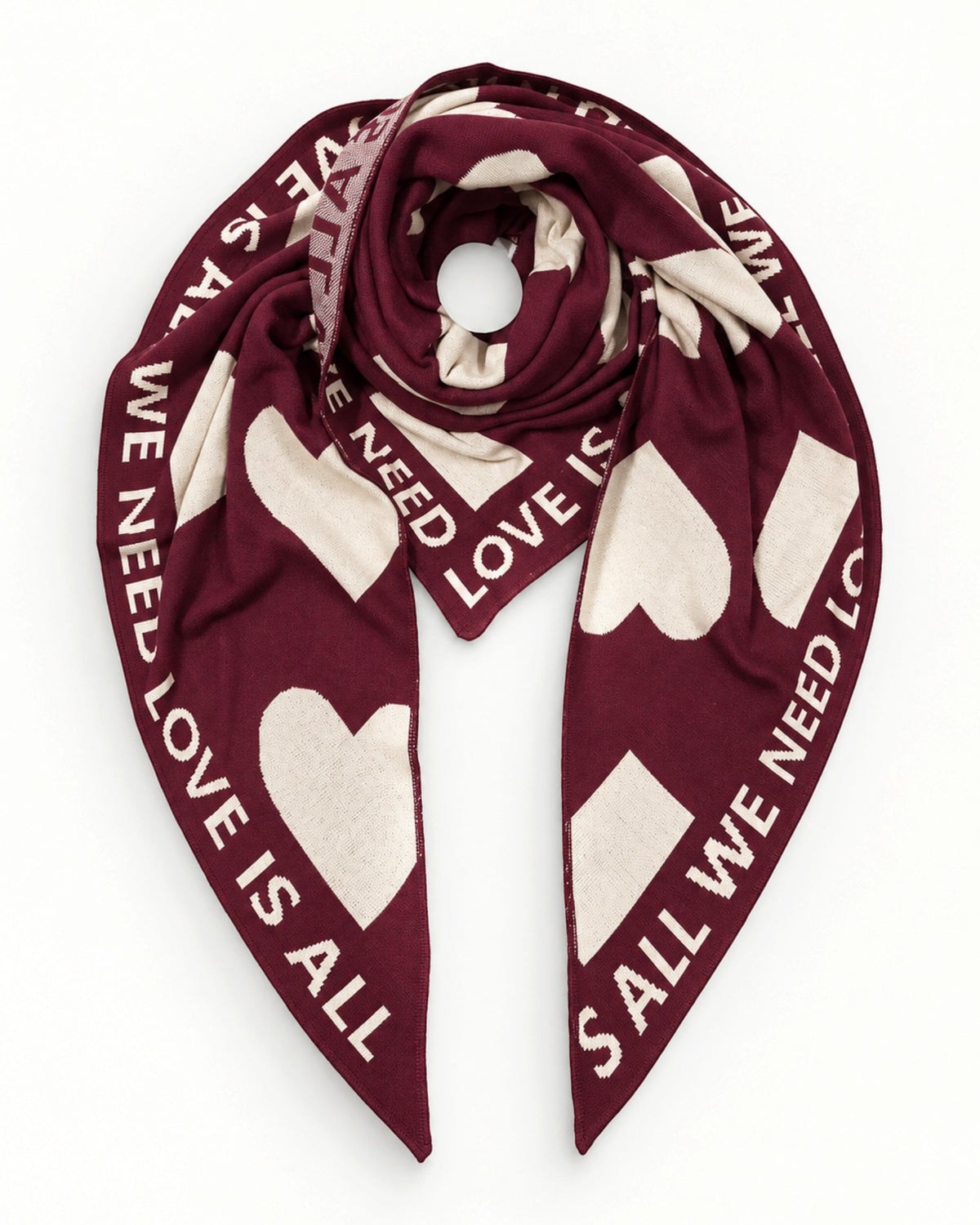 Dreieckstuch Love burgund creme