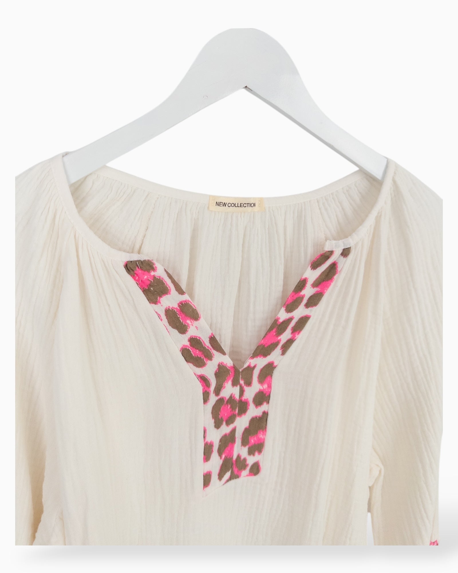 Leo Bluse Musselin creme pink