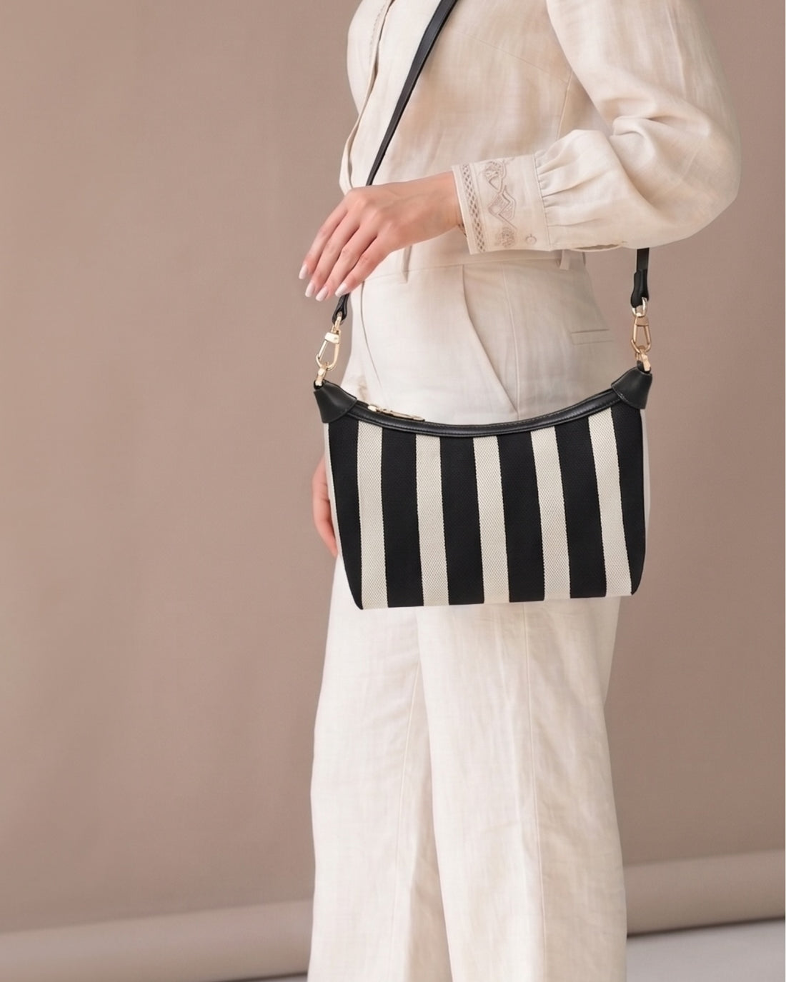 Maritime Canvas-Umhängetasche schwarz