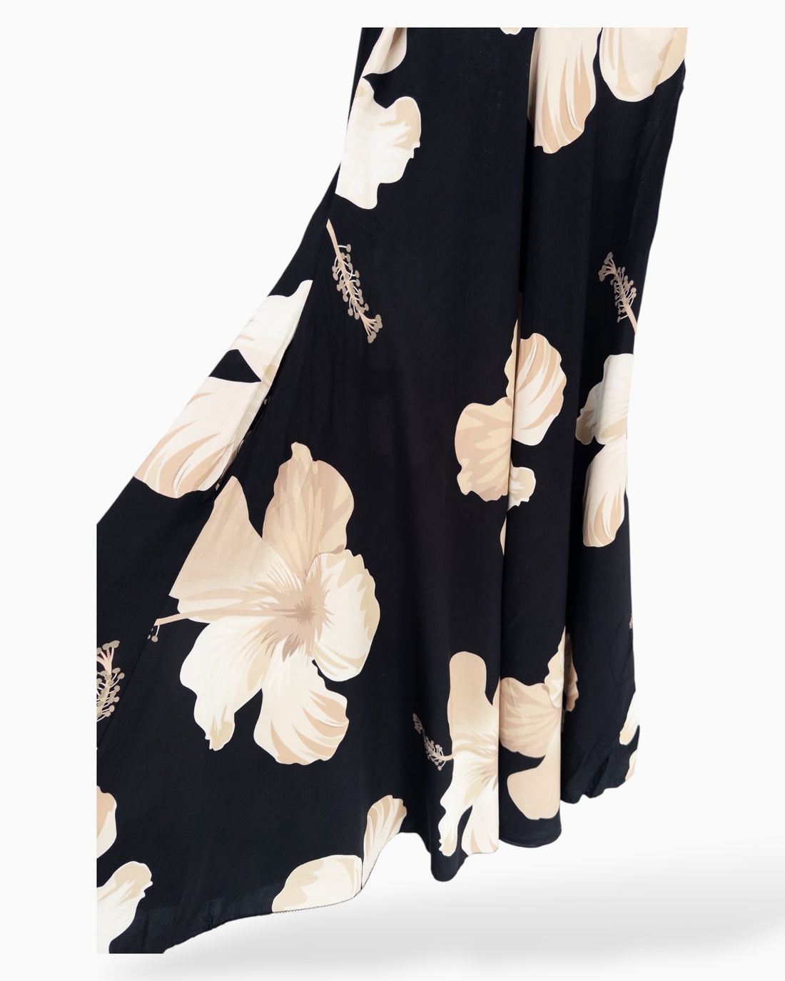 Langes Trägerkleid mit Blumen-Muster schwarz