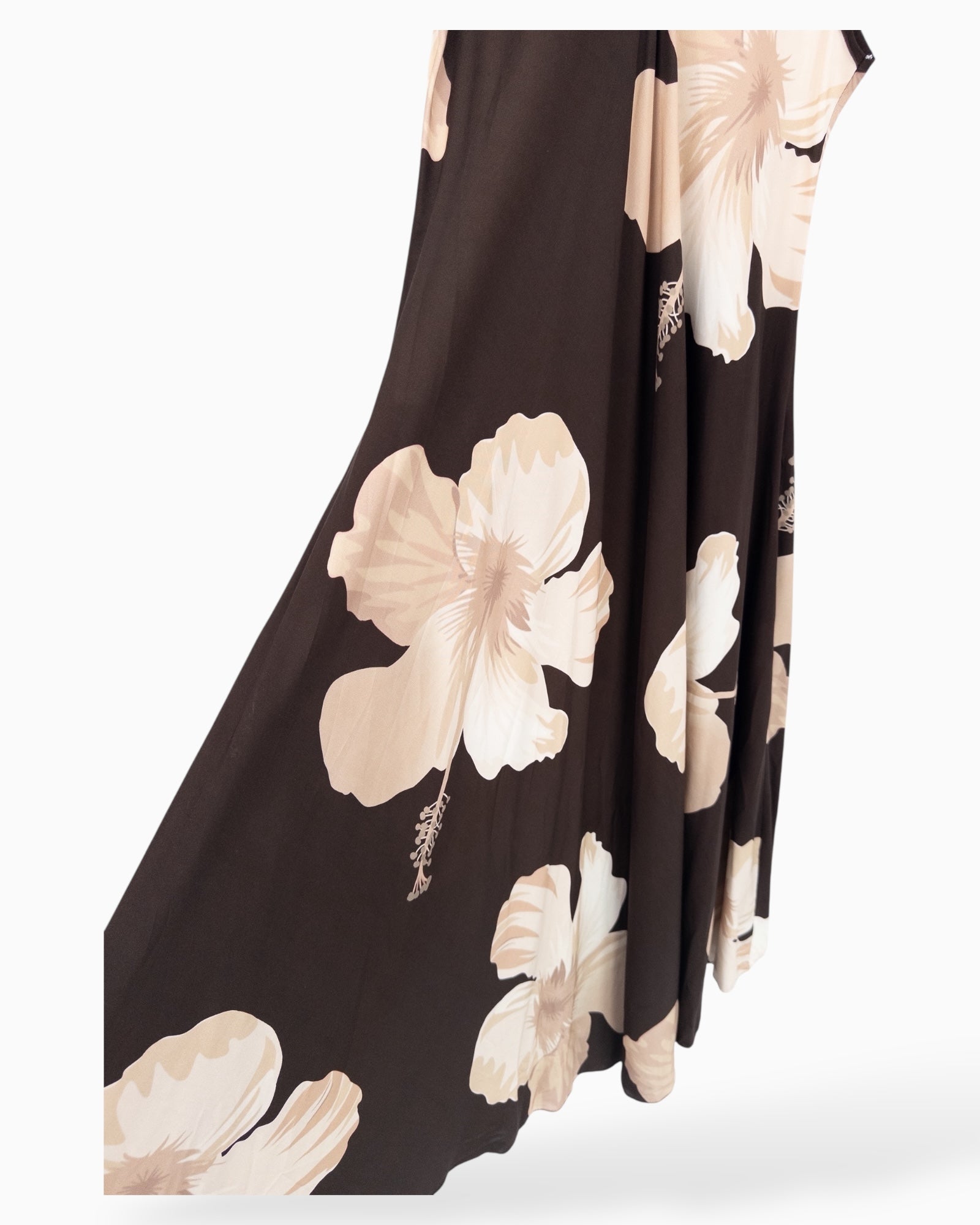 Langes Trägerkleid mit Blumen-Muster dunkelbraun