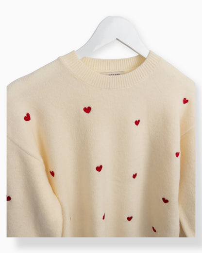 Pullover Herz creme