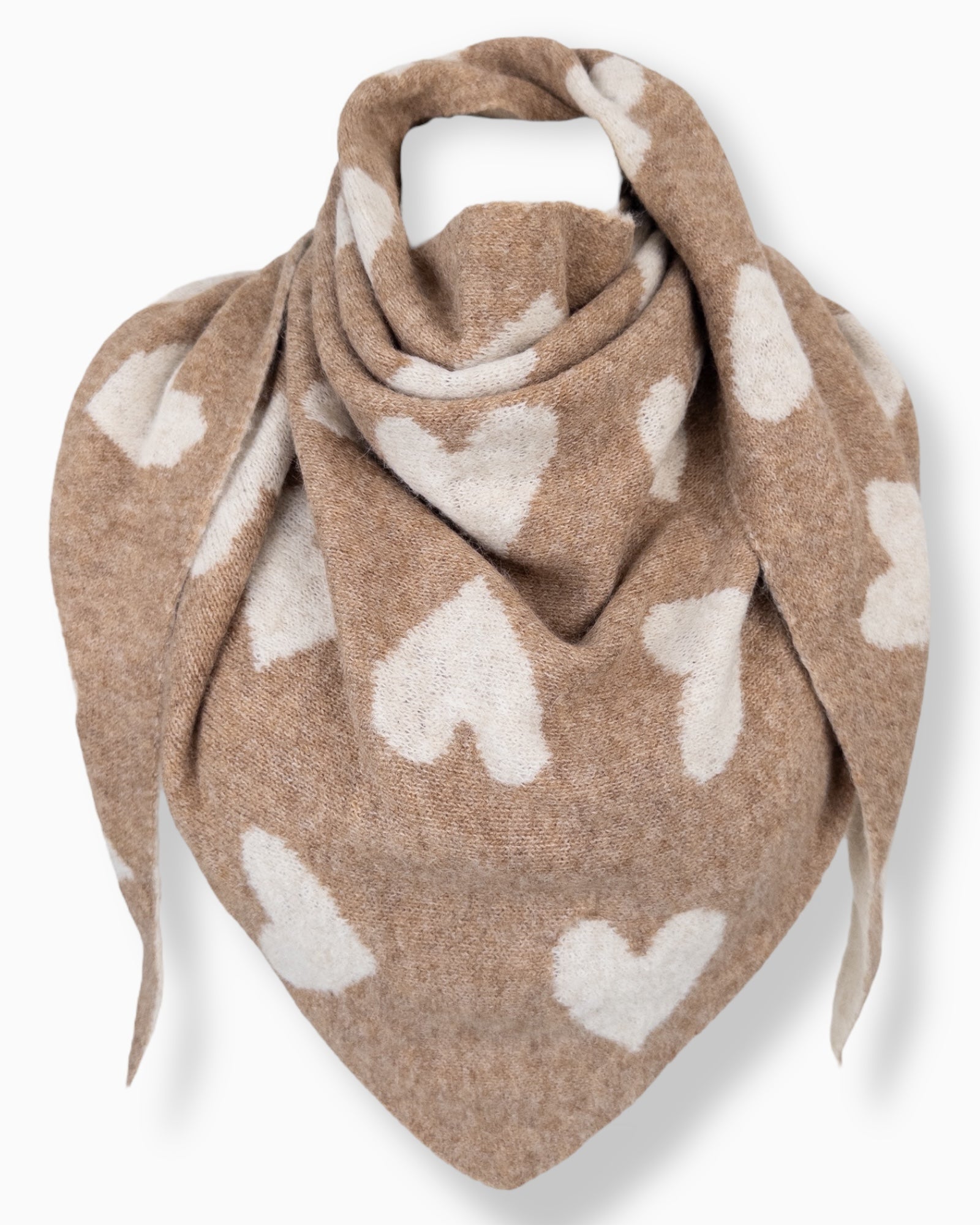 Dreieckstuch Herz braun creme