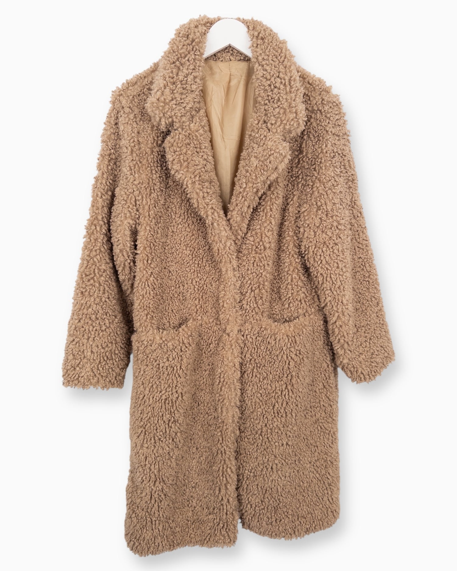 Teddy Mantel braun Flauschiger Teddy Coat für Damen – Made in
