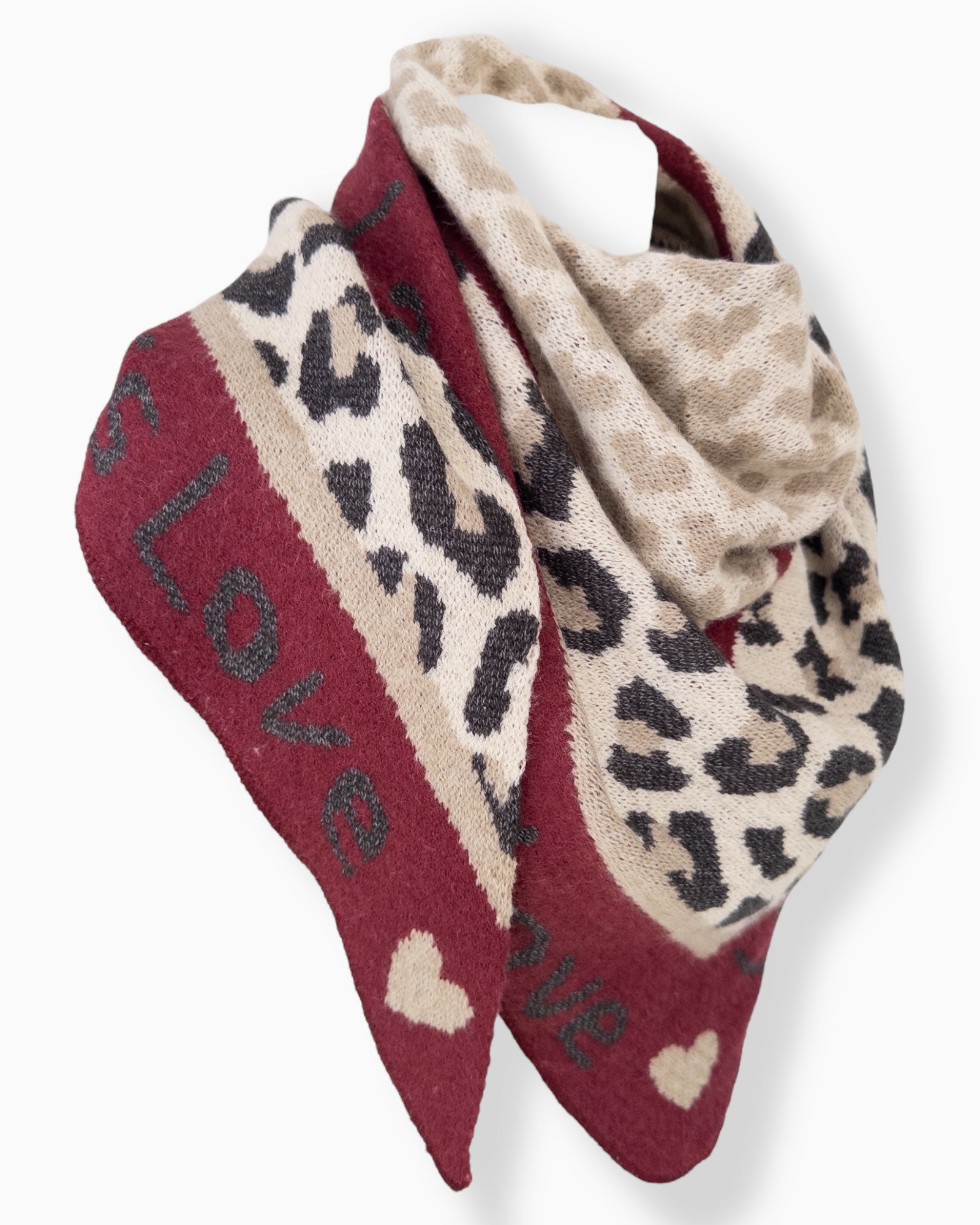 Dreieckstuch Love is Love beige burgund