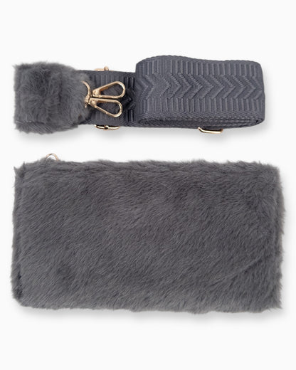 Handytasche Plüsch grau
