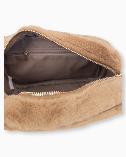 Flauschige Umhängetasche braun