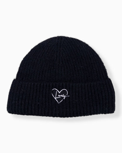 Herz Mütze Lovely schwarz